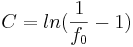 
C=ln(\frac{1}{f_{0}}-1)
