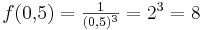 f(0,\!5) = \textstyle \frac{1}{(0,5)^3} = 2^3 = 8